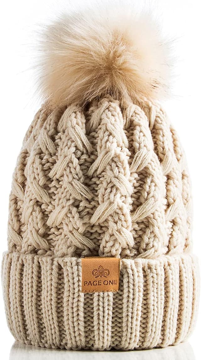 Imagen de PAGE ONE Womens Winter Ribbed Beanie — Chunky Cable Knit Hat 🧣 en OfertitasTOP