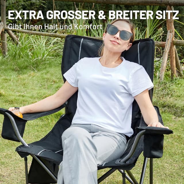 Detalle de TIMBER RIDGE 2er Campingstuhl faltbar (2 Stück) – extra breit, bis 200 kg, mit isolierter Kühltasche