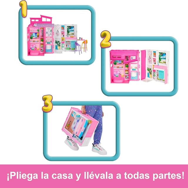 Thumbnail 3 de Barbie Apartamento Plegable 4 Estancias con Muebles 🏡