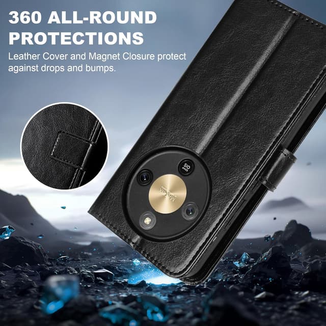 Detalle de Heioloo Schutzhülle für Honor Magic 8 Lite – klappbar mit Magnetverschluss, Kartenfach und Ständerfunktion