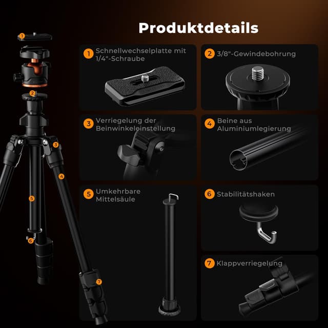 Thumbnail 6 de K&F CONCEPT Handy-Kamerastativ 178 cm