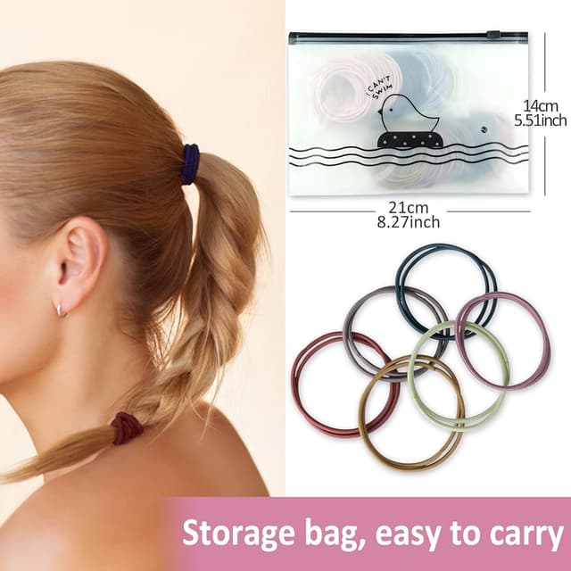 Detalle de Hanyousheng – 200 bandes élastiques multicolores pour cheveux (sans métal), diamètre 4,5 cm