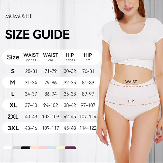 Detalle 1 de Momoshe Damen Unterhosen im 5er-Pack – Hohe Taille aus Baumwolle mit Stretch
