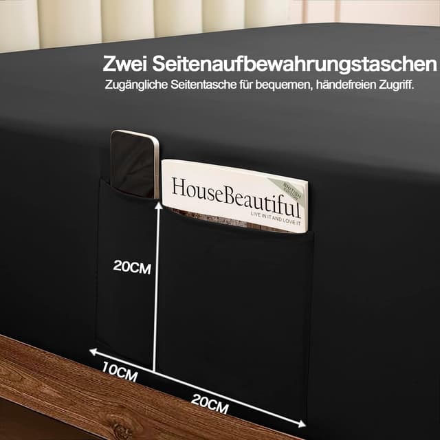 Detalle de Lot de 2 draps-housses 140 x 200 noir