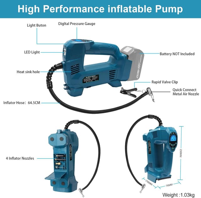 Thumbnail 6 de QUPERR Akku Kompressor kompatibel mit Makita 18V — 10,34 bar ⛽