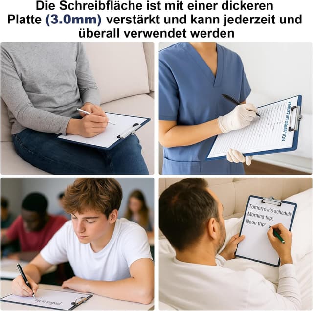 Detalle de DoocliB Klemmbrett A4 (2 Stück) mit Stifthalter – Schreibbrett zum Aufbewahren und Aufhängen, Blau