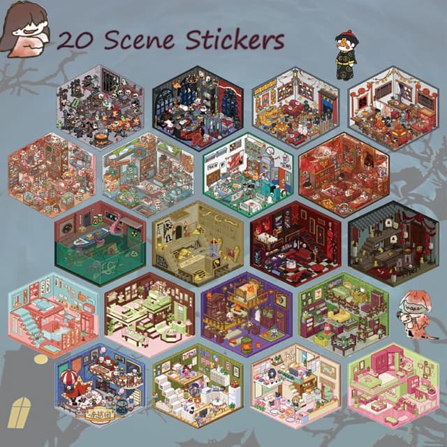 Thumbnail 1 de Afufu Pegatinas Terror 20 escenas 3D