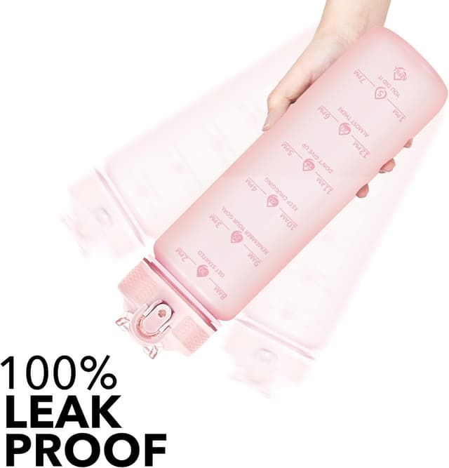 Detalle de Hyeta 32oz Water Bottles with Straw (with motivational time-to-drink markings)