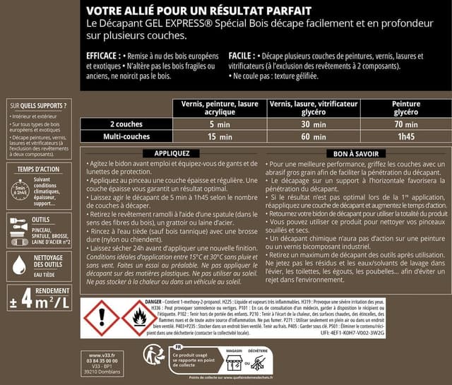 Detalle 2 de V33 Décapant gel bois 2L