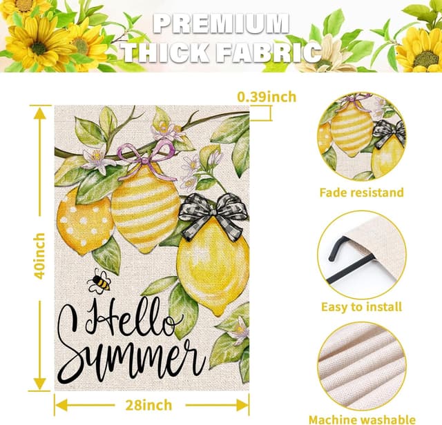 Thumbnail 5 de FUYUCHEN Hello Summer House Flag 28x40 inch outdoor garden flag 🏡