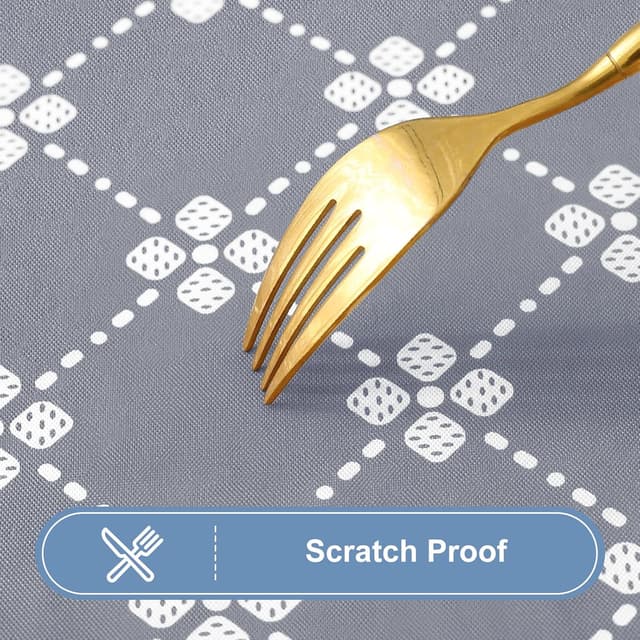 Detalle de misaya Rectangle Vinyl Table Cloth with Elastic Fitted Edge (Waterproof, Flannel Back), Grey 30" x 72