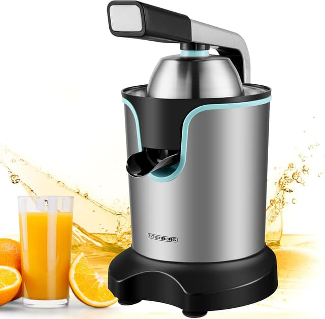 Detalle de Elektrische Saftpresse Zitruspresse 800 Watt mit Longlife-Motor & Edelstahlgehäuse (für Zitronen, Orangen, Limetten, Grapefruit)