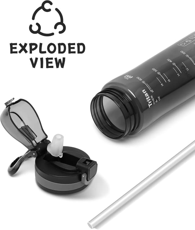 Detalle de Opard 700 ml / 1000 ml water bottle with straw cap – BPA-free, leak proof flip top, dishwasher safe