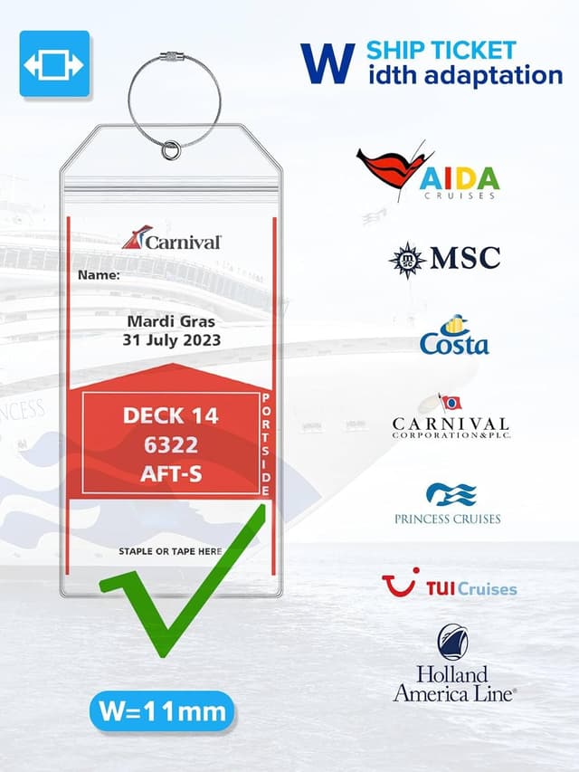 Detalle de Lammcou Kofferanhänger für Kreuzfahrten (XXL, 19 x 11 cm) – wasserfestes PVC, transparent, 9er Set