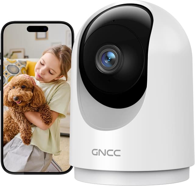 Imagen de GNCC Camara Vigilancia WiFi Interior 360° PTZ 2K Cámara Vigilancia Interior con Seguimiento, para Adecuado para Bebés/Mascotas/Familia, Detección de IA, Audio Bidireccional, Visión Nocturna, 2,4GHz en OfertitasTOP