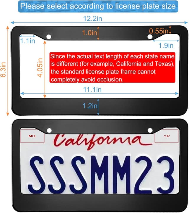 Thumbnail 1 de Lengnoyp Matte Black License Plate Frame 2 pcs