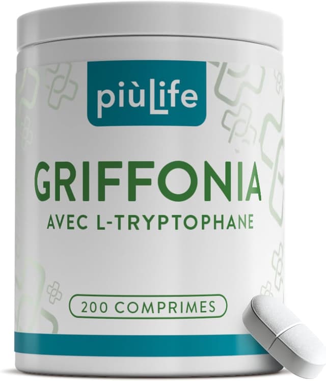 Detalle de Griffonia Simplicifolia Tryptophane PiùLife 400 mg – extrait végétal source de tryptophane