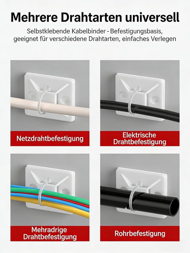 Detalle de KLJ Klebesockel für Kabelbinder 20 x 20 mm, Weiß – 100 Pack