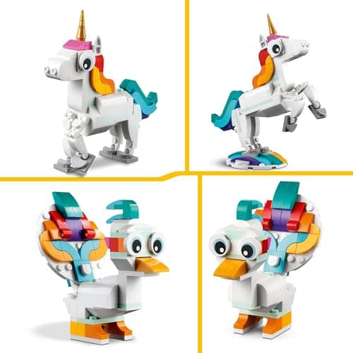 Detalle de LEGO Creator 3 en 1 Unicornio Mágico (31140): unicornio transformable en caballito de mar o pavo real