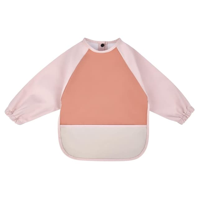 Detalle de Vicloon Baby-Lätzchen mit langen Ärmeln (wasserdicht) und Tasche – Braun, für 6–12 Monate