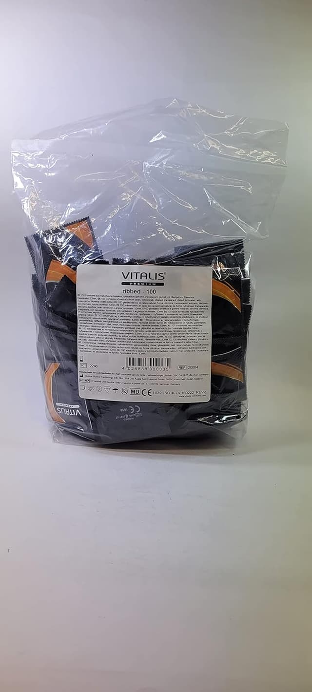 Detalle 2 de Vitalis Ribbed Condones Premium 100 unidades 🛡
