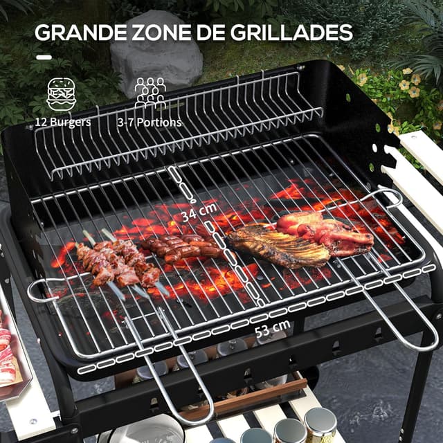 Detalle de Outsunny Barbecue à charbon sur pied