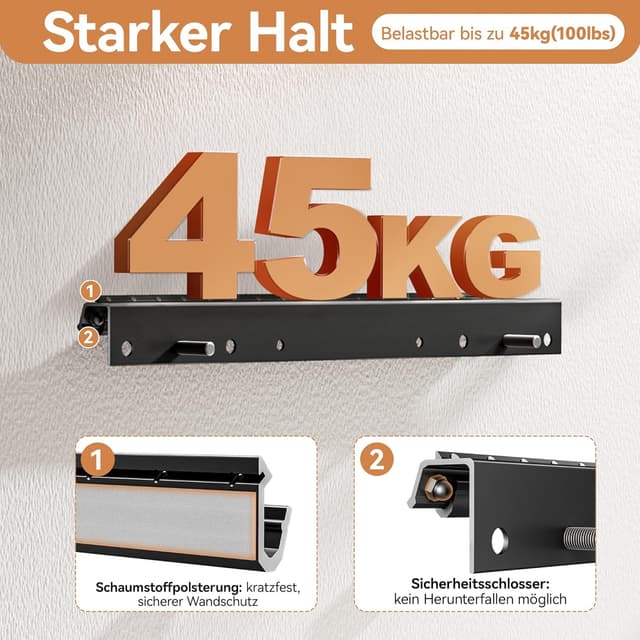 Detalle de Ständerlose TV-Wandhalterung (ohne Bohren) für 12–55 Zoll, neigbar bis 5° – VESA bis 400 x 400 mm, bis 45 kg