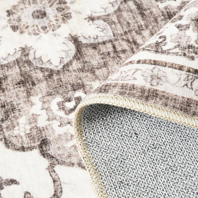 Detalle 2 de TOPRUUG Washable Oriental Area Rug (Beige, 9x12) — stain resistant, non-shedding indoor carpet