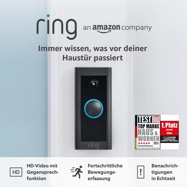 Detalle de Ring Videotürklingel Kabel (wired) – Türklingel mit Kamera, 1080p-HD und Nachtsicht, funktioniert mit Alexa