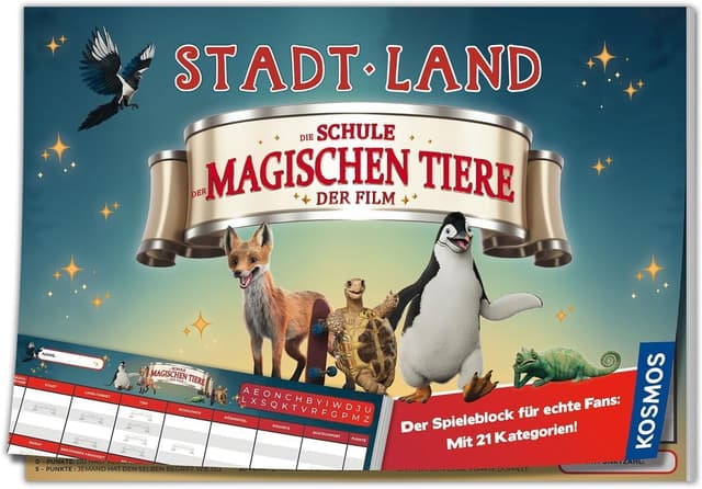 Detalle de Kosmos 684372 „Stadt Land Die Schule der magischen Tiere“ – Spielblock zum Film für 2+ Spieler ab 8