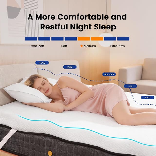 Detalle 2 de Czpalo Gel Memory Foam Mattress Topper