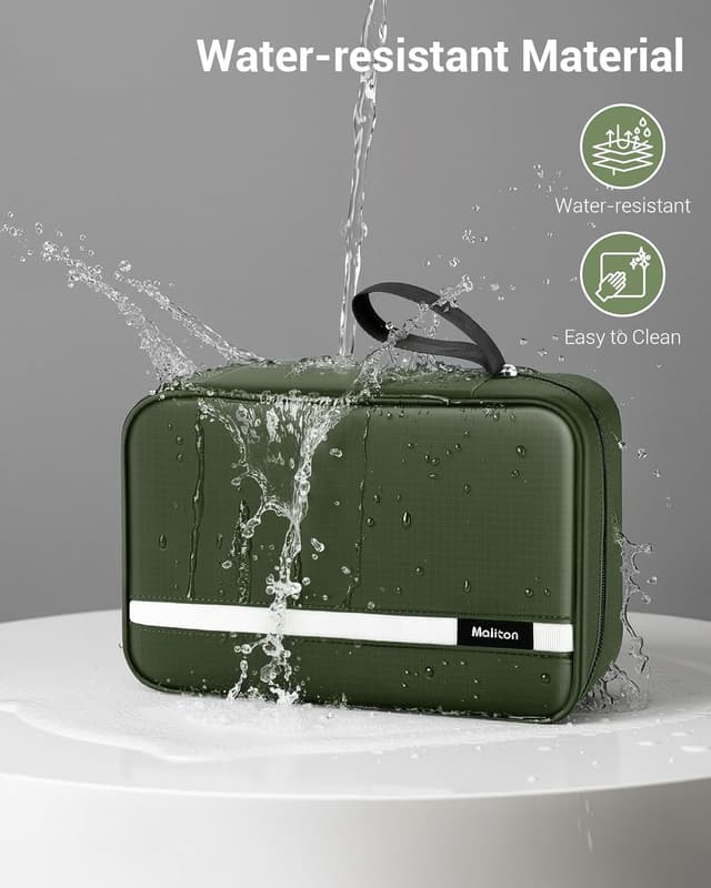 Detalle de Maliton Large Hanging Toiletry Bag (Waterproof, Green) with 4 Compartments