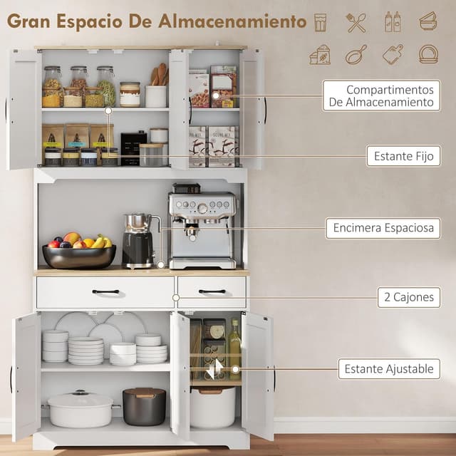Thumbnail 3 de HOMCOM Alacena de Cocina Alta 100x38x172 cm