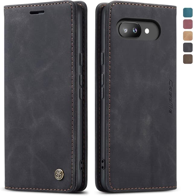 Detalle de owlhold Klapphülle für Google Pixel 9A mit Standfunktion, Kartenfächern und PU-/TPU-Schutz (Schwarz)