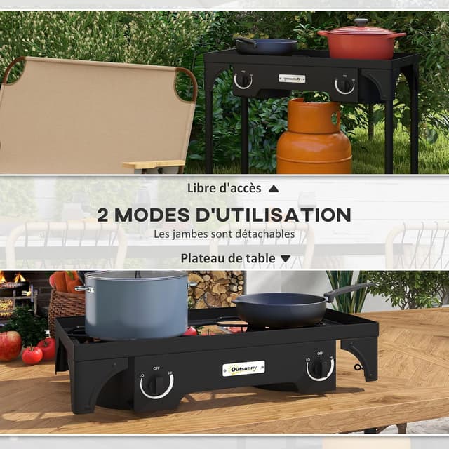 Thumbnail 3 de Outsunny Réchaud 2 brûleurs propane 150 000 BTU/h