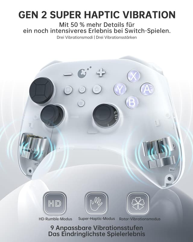 Detalle de GuliKit TT Max Wireless Controller für PC, Android, iOS und Switch 1/2 – mit TMR-Joysticks und abnehmbaren Metall-Rückentasten (TT MAX, Grau)