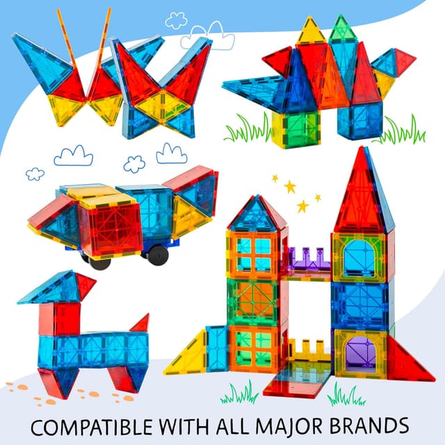 Thumbnail 6 de Magnetic Tiles 125 PCS (XL Set) Magnetic Building Set with Carry Case – for ages 3–8