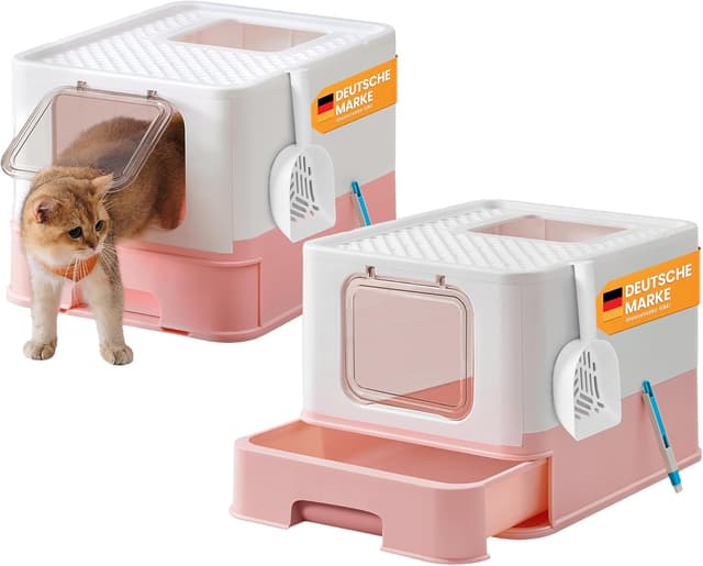 Detalle de Feandrea Katzenklo-Set (2er) mit Deckel, ausziehbarem Tablett & Zubehör – für Katzen bis 15 kg