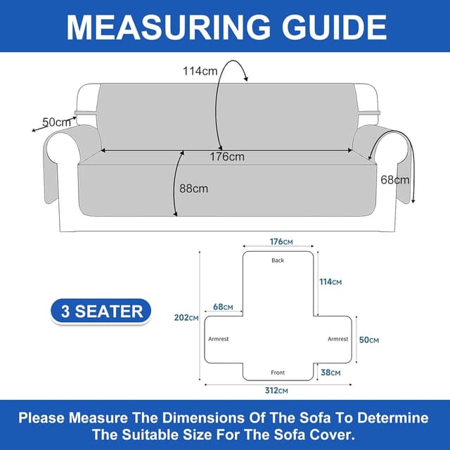 Detalle de YSTELLAA Copridivano 3 posti con braccioli impermeabile antiscivolo e tasche laterali, grigio chiaro