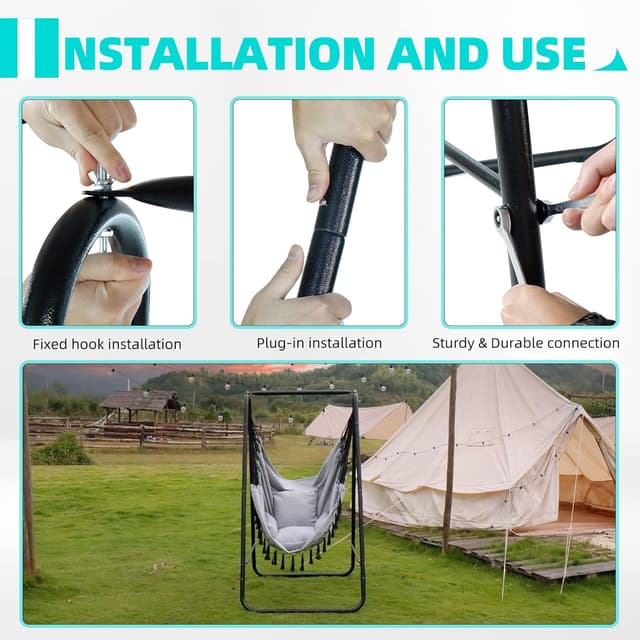 Thumbnail 4 de CCLIFE Chaise suspendue jardin 100 kg