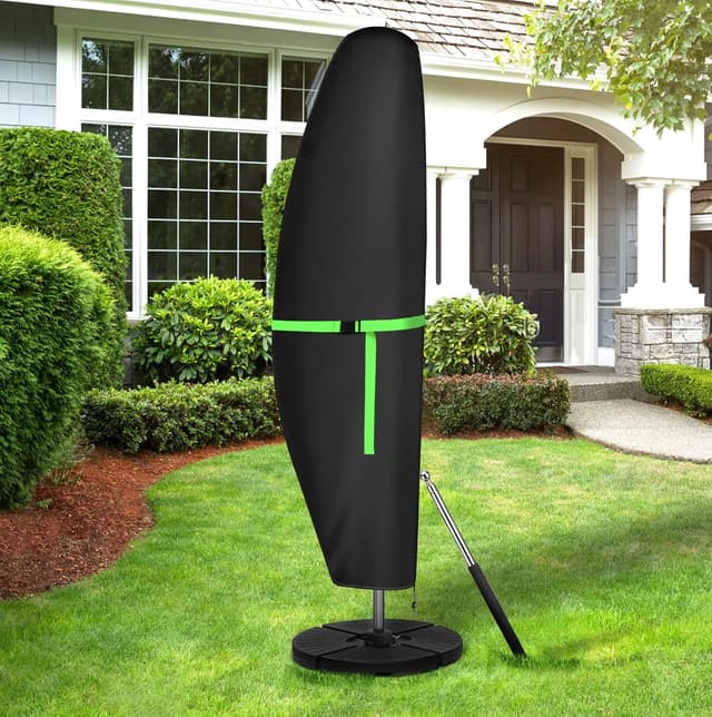 Detalle de Housse de protection GEMITTO pour parasol extérieur 420D (265 x 40/70/50 cm) avec perche télescopique et bande magique