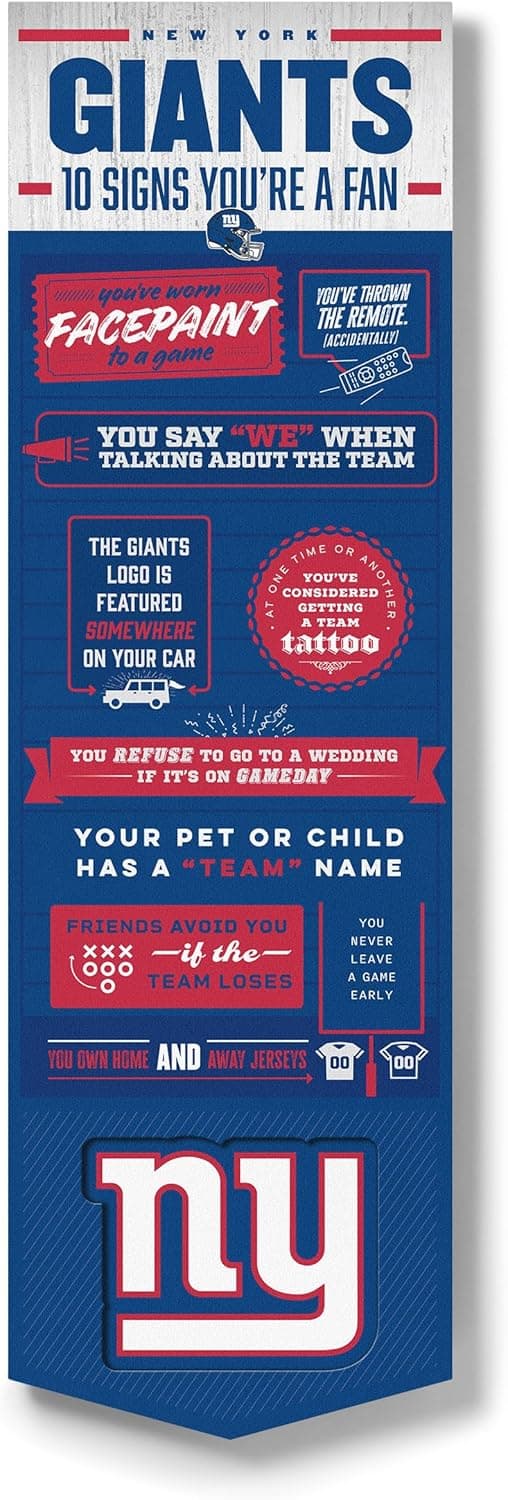 Detalle de YouTheFan Officially-Licensed NFL 6x19 Top 10 Signs Banner (Humorous 3D Fan Wall Decor)