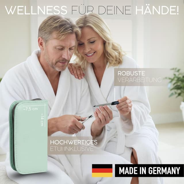 Detalle de marQus Maniküre-Set Solingen (6-teilig) im Kunst-Leder-Etui, glanzvernickelter Stahl für Damen & Herren