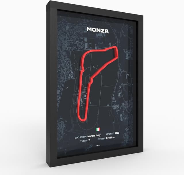 Detalle de Monza 3D Motorsport A4 Poster im Holzrahmen – 3D-Druck mit 2000 dpi und Glasfront