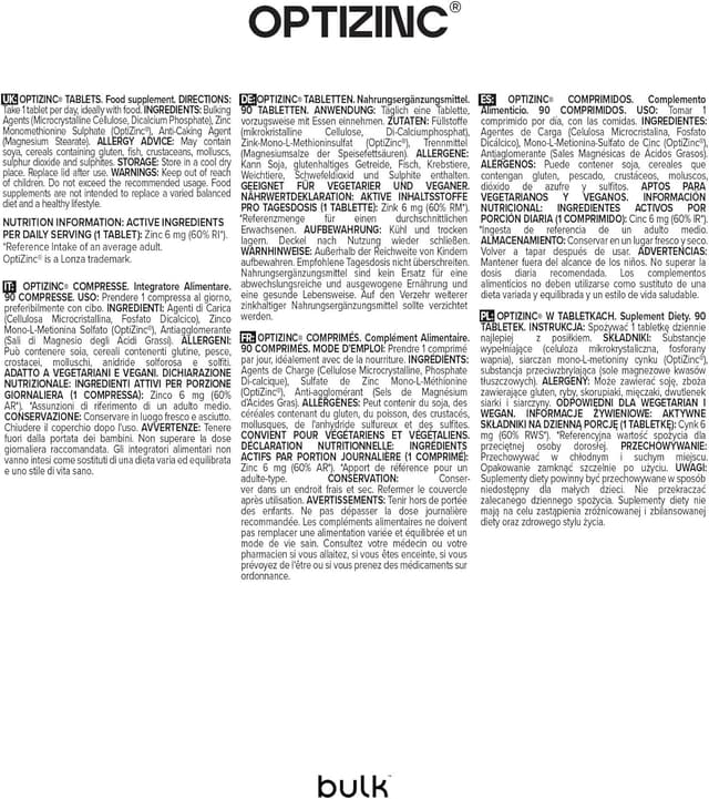 Thumbnail 2 de Bulk Pure OptiZinc 30 mg Tablets 270-pack 💊