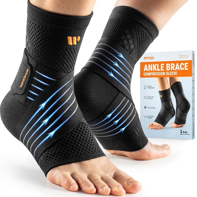Detalle de WHCOOL Low-Profile Ankle Braces with Wide Strap for Plantar Fasciitis & Achilles Support (1 Pair)