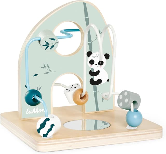Detalle de Eichhorn Motorikschleife mit Spiegel – 2 Schleifen aus Birkenholz (ab 1 Jahr)