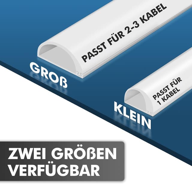 Detalle de shinfly Silikon-Kabelkanal klein (1 m) selbstklebend für 2–3 Kabel – halbrunder Kabelschacht Weiß