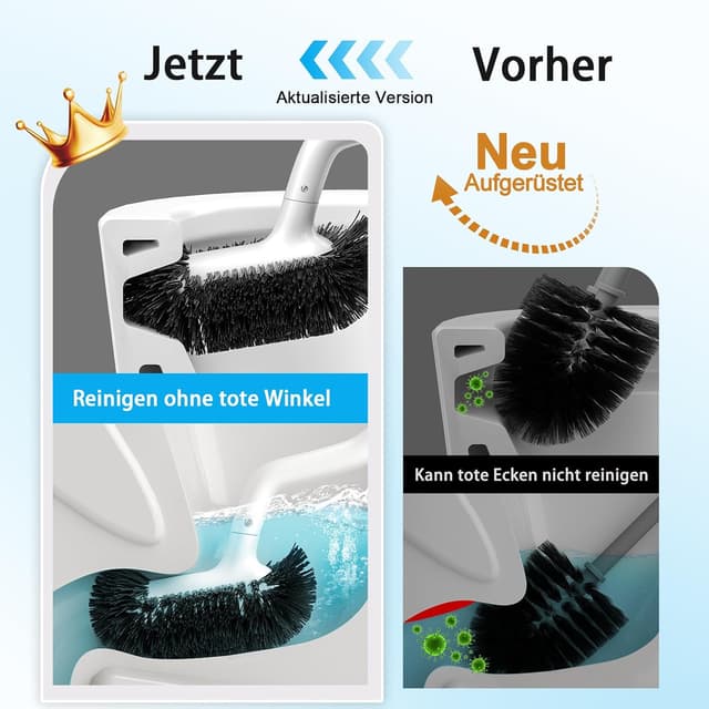 Detalle de Ensemble brosse de toilette + support murale blanc (tête incurvée 360°) — Nettoyage en profondeur des WC