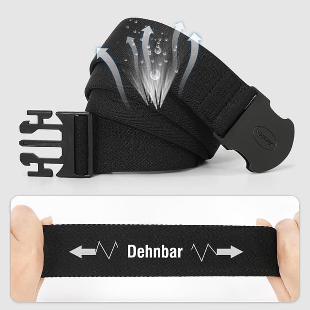 Detalle de WHIPPY elastischer Gürtel für Herren & Unisex – verstellbarer Outdoor-Stretchgürtel mit Kunststoffschnalle